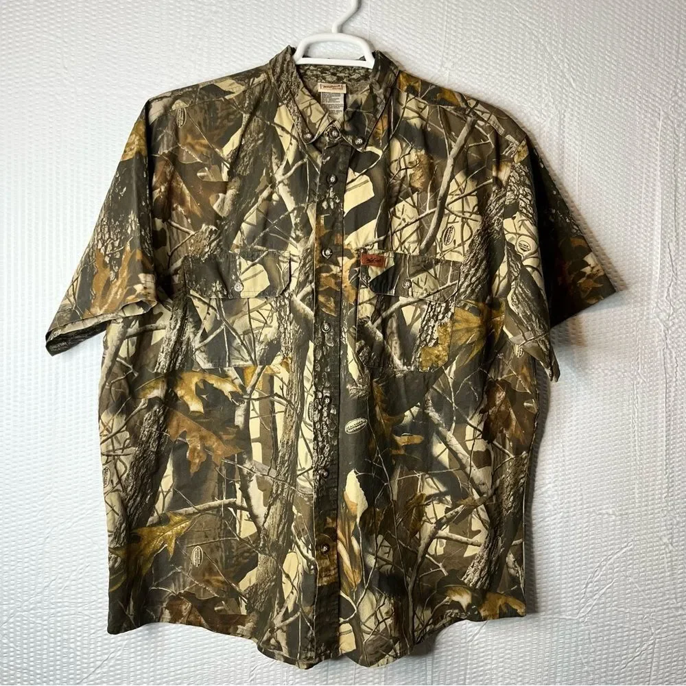 Woolrich RealTree Hardwood Camo Button Down Shirt Size XL